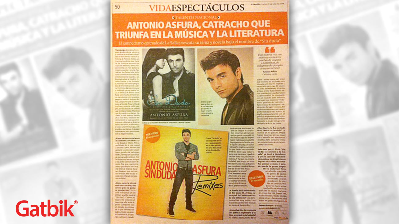 Antonio Asfura, catracho que triunfa en la música y la literatura.